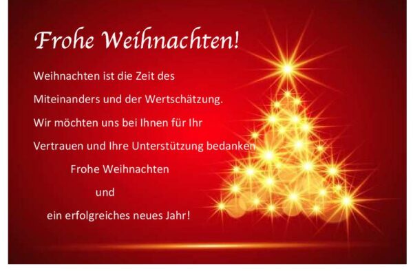 Frohe Weihnachten und ein glückliches und erfolgreiches Jahr 2025!